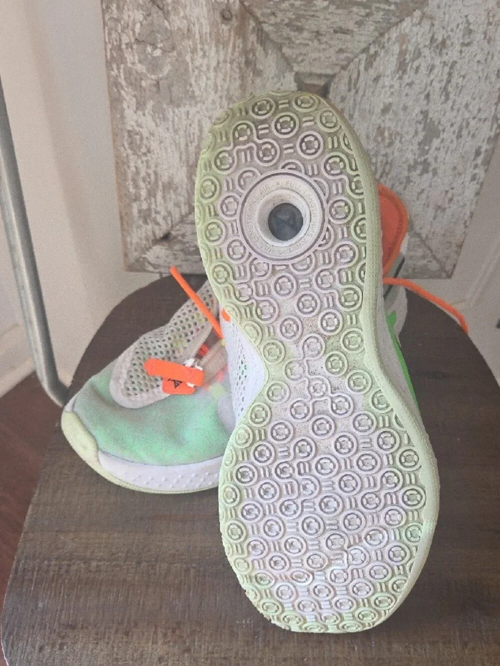 Nike Mens White Sneakers with Bright Orange & Neon Green Accents